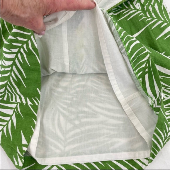 SOLD Milly of New York Linen Strapless Dress Size 8 Green & White Palm - Picture 12 of 14